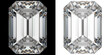 Emerald cut white diamond close view 3D rendering