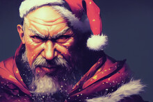 Portrait Of An Evil Santa Claus, Digital Illustration