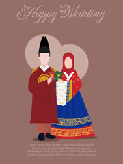 Wall Mural - bride wearing colorful hanbok with islamic moslem style suitable for wedding invitation card