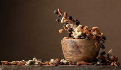 Poster - Flying dried fruits and nuts.