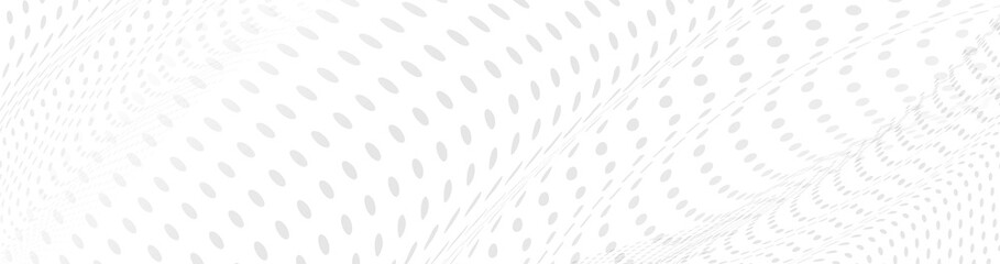 Wall Mural - Abstract white and grey halftone wave dotted background. Wavy shape dot pattern. Vector illustration
