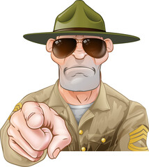 Canvas Print - Angry Pointing Drill Sergeant