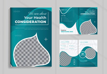 Healthcare Medical Bifold Business Brochure Cover Design Template With Modern A4 Printing Editable Shapes Magazine Abstract Anual Report Layout Design