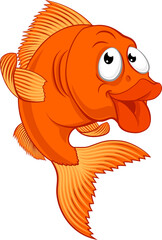 Sticker - Cartoon Gold Fish or Gold Fish Character