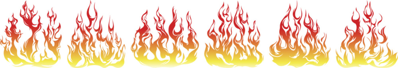 Fire flames isolated on white background. Tribal tattoo design.