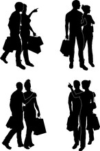 Shopping Couples Silhouettes