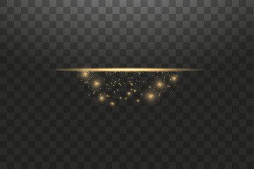 Wall Mural - glow isolated gold transparent effect, lens flare, explosion, glitter, line, sun flash, spark and st