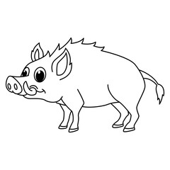 Wall Mural - Cute wild boar cartoon coloring page illustration vector. For kids coloring book.