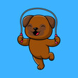 Cute Pug Dog Playing Jump Rope Cartoon Vector Icon Illustration. Flat Cartoon Concept