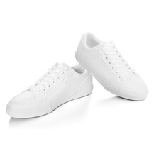 Mockup of basic white sneakers with semitransparent shadow