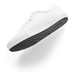 Mockup of basic white sneakers from below with semitransparent shadow