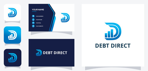 Vector graphic of Letter D Trade Investment Marketing Logo with business card