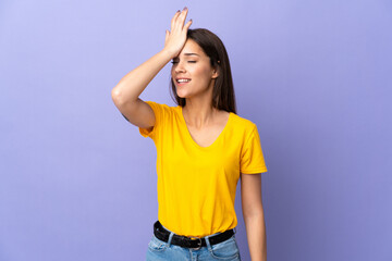 Wall Mural - Young caucasian woman over isolated background has realized something and intending the solution