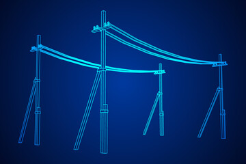 Electrical transmission tower pylon. Wireframe vector illustration