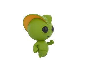 Sticker - Green Monster character running in 3d rendering.