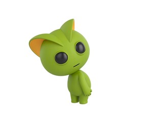 Poster - Green Monster character looking over shoulder in 3d rendering.