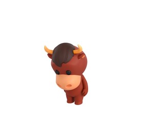 Sticker - Little Bull character looking down in 3d rendering.