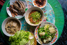 Traditional Local Northern Thai Mix Food On Disk