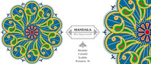 Mandala Frame Persian Iranian Arabic Turkish Islamic Hindi Indian Tibetan Traditional Colorful Vector Modular Pattern Texture Vintage Ornate Retro Elegant Ornamental Borders And Frames Floral Ornament