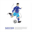 soccer player is dribbling and ready to kick the ball isolated vector illustration.