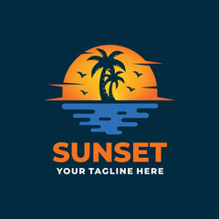 Wall Mural - Sunset logo design vector illustration