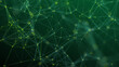 © Valerii - Visualization of big data. The concept of network connectivity . Abstract green background with lines and dots of different colors. 3D rendering.