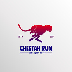 cheetah logo design. cheetah silhouette logo. vintage logo. Logo for business or shirt design. cheetah. Tiger. cheetah running logo.