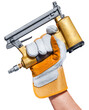 Hand with drill construction tool png file or home construction builder