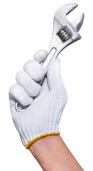 Canvas Print - Hand with wrench construction tool png file or home construction builder