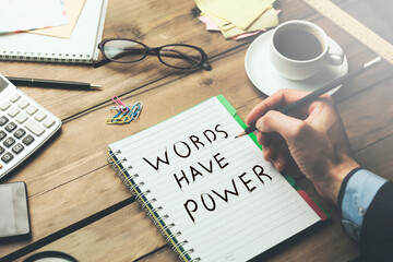 Poster - WORDS HAVE POWER text writte on notepad