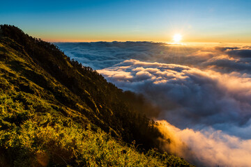 Wall Mural - Sunset view of cloud sea in Hehuan Mountain Forest Recreation Area of Nantou, Taiwan. Taroko National Park is one of Taiwan's most popular tourist attractions.