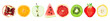 Collection fruit slices isolated on transparent background. Fresh food. PNG format
