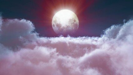 full moon above clouds 4k