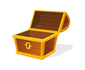 Wall Mural - Empty chest. Wooden box for mystery gem, graphic illustration, vector icon