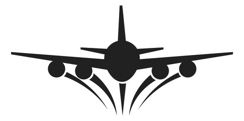 Plane landing or take off icon. Airlane logo