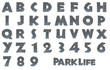 Park life stone 3D alphabet on transparent background