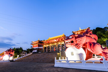 Wall Mural - Majestic building view of  Sun Moon Lake Wen Wu Temple in Nantou, Taiwan. Located on the Lakeshore of Sun Moon Lake, Nantou.