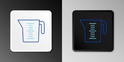 Poster - Line Measuring cup to measure dry and liquid food icon isolated on grey background. Plastic graduated beaker with handle. Colorful outline concept. Vector