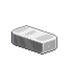 An 8-bit retro-styled pixel-art illustration of a cartoon iron ingot facing outwards towards the right.