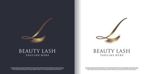 Wall Mural - eyelash beauty logo with letter l style premium vector