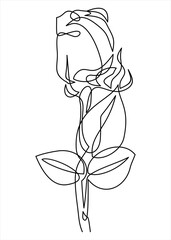 Wall Mural - One line rose design. Hand drawn minimalism style