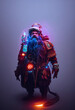 cyberpunk augmented dwarf male shaman, created with generative ai