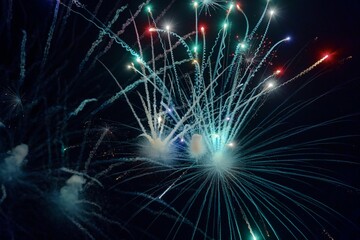 Poster - Long-exposure shot of fireworks in the dark sky