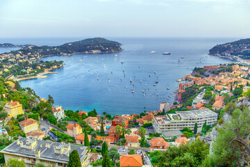 Wall Mural - Villefranche sur Mer and bay on riviera coast, Cote d'Azure, France