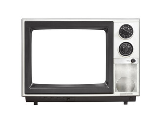 Wall Mural - Vintage portable television set with empty screen isolated.