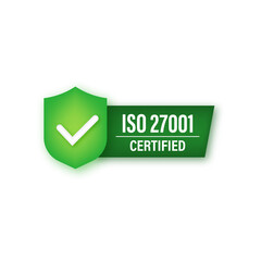 Canvas Print - ISO 27001 Certified badge neon icon. Certification stamp. Vector stock illustration.