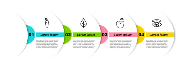 Poster - Set line Carrot, Leaf, Apple and Hypnosis. Business infographic template. Vector