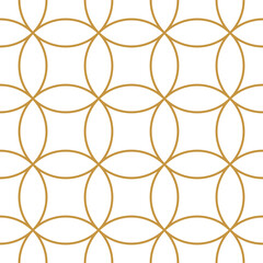 Wall Mural - Art deco seamless pattern with golden circles. Round shapes. Vector background for fabric, wrapping or wallpaper.