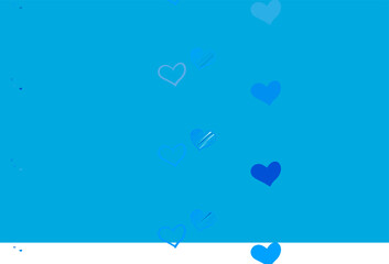 Wall Mural - Light BLUE vector template with doodle hearts.