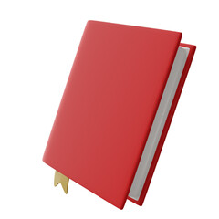 3d rendering tilted cartoon style red color closed book and good for logo icon or symbol simple desgin